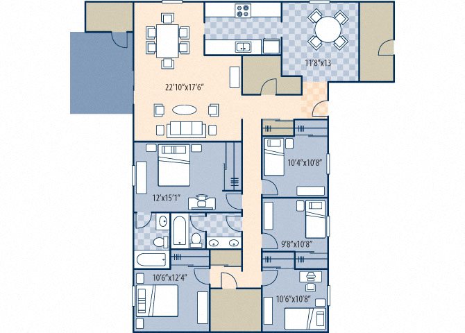 south bryan 5 bed 2 bath floor plan